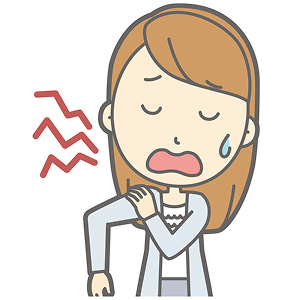 肩痛で悩む女性